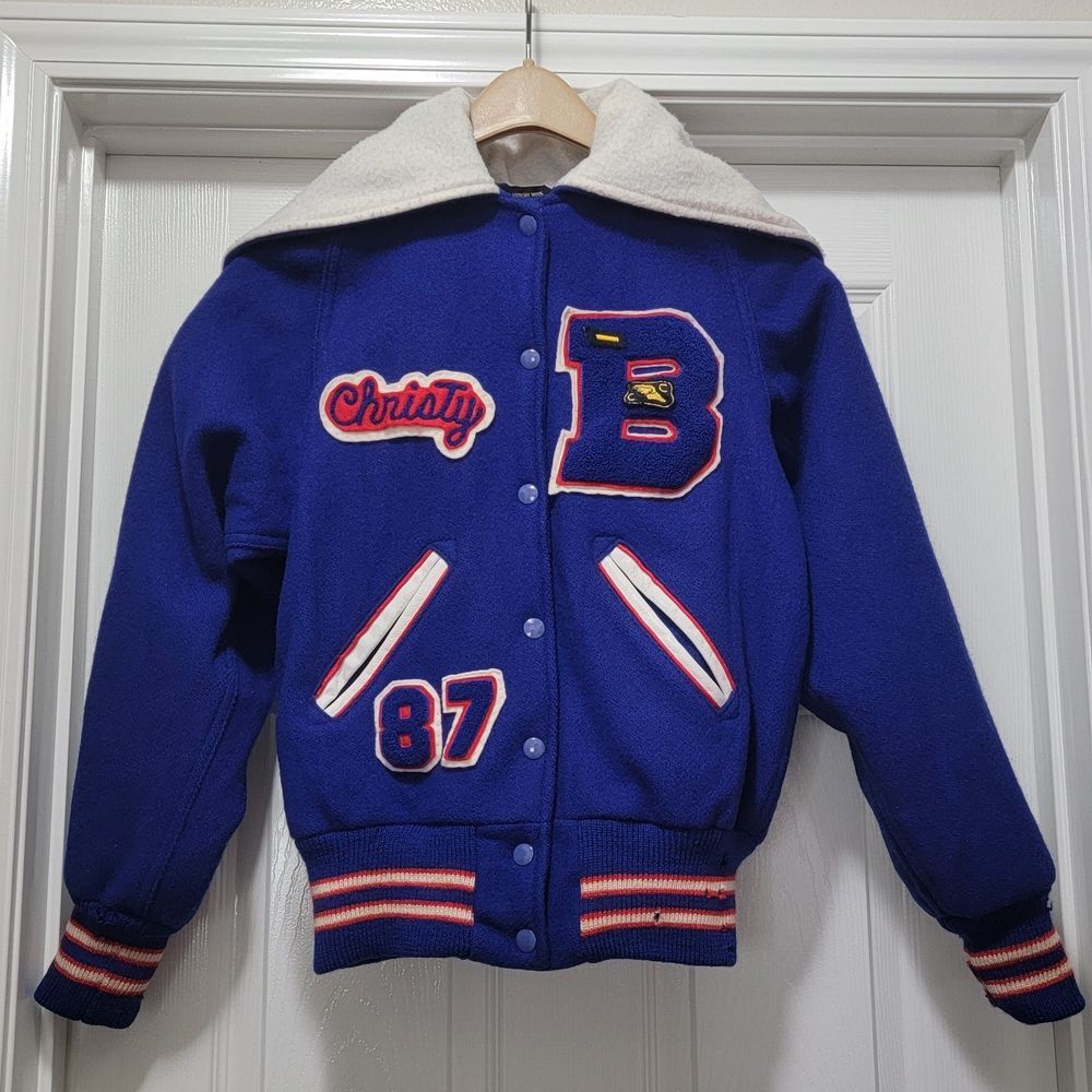 Vintage 1987 Skookum‎ Letterman Jacket Cougars 100% Virgin Wool Jacket Womens S